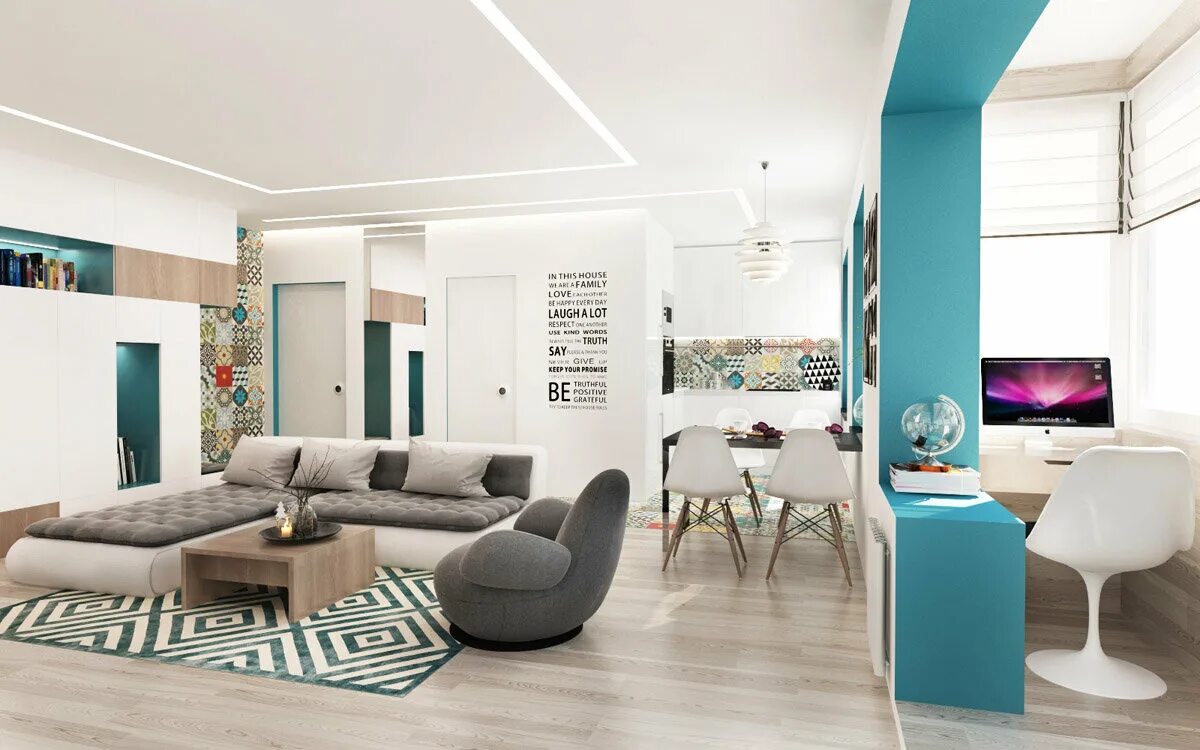 Акценты дизайн интерьера Modern Apartment Interior with Bold Accents Apartment interior, Colourful living
