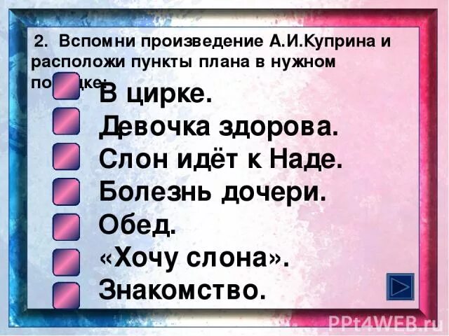 План к рассказу слон. План произведения слон Куприн. Расположи пункты плана произведения слон. План к произведению слон Куприна 3. Тест по произведению куприна