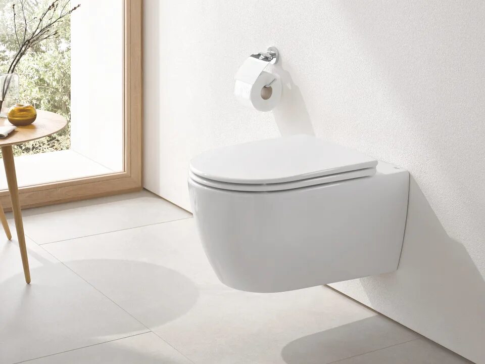 Grohe Essence Ceramic. Унитаз-биде Грое. Унитаз приставной напольный Grohe Essence Ceramic, альпин-белый (3957300h). Grohe умный унитаз. Купить сантехнику гроя