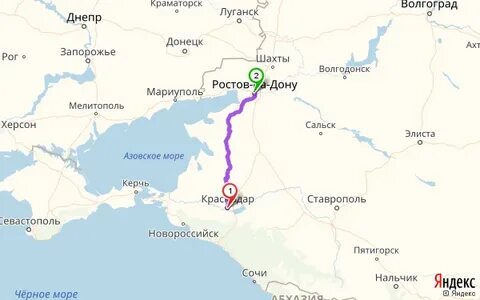 Ростов краснодар карта