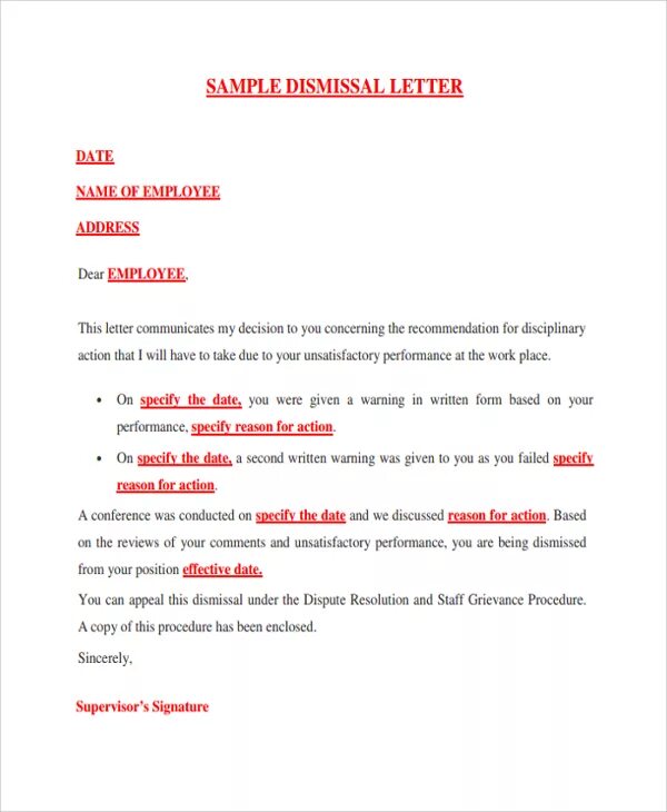 Sample of dismissal Letter. Letter of dismissal. Dismissing position application Letter. Dismissal in USA Letter. You have the new letter