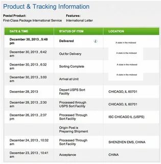 Package tracking the tracking number