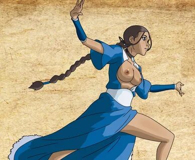 katara, avatar the last airbender, blue eyes, breasts, brown hair, dark-ski...