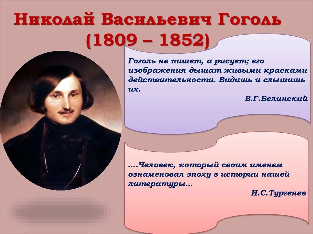 Основные произведения н в гоголя. Литературный портрет Гоголя.