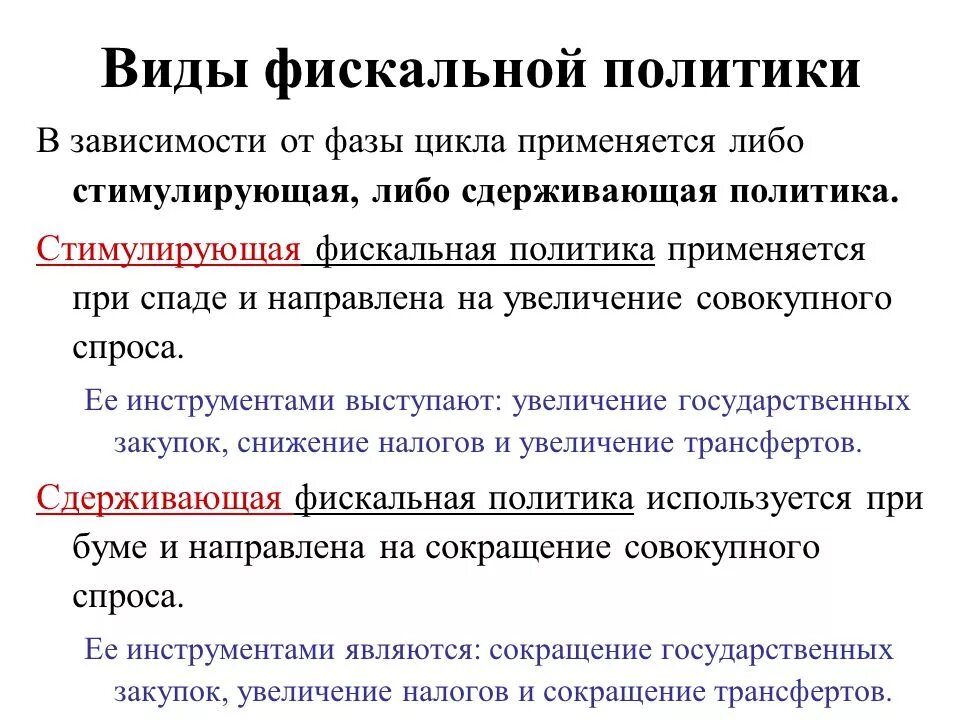 Налоги фискальная политика государства. Типы бюджетно-налоговой политики. Перечислите типы фискальной политики. Бюджетно налоговая политика типы. Бюджетно-налоговая (фискальная) политика виды.