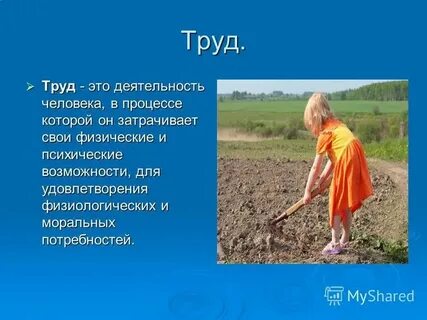 Труд это активность человека которая