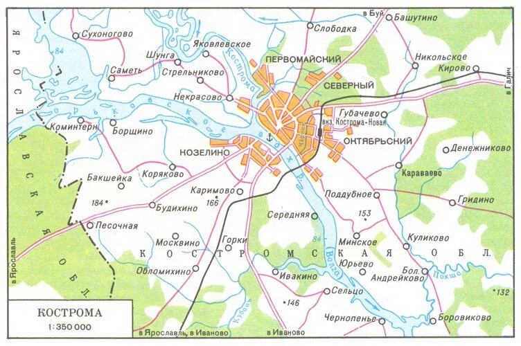 Покажи карту где находится кострома