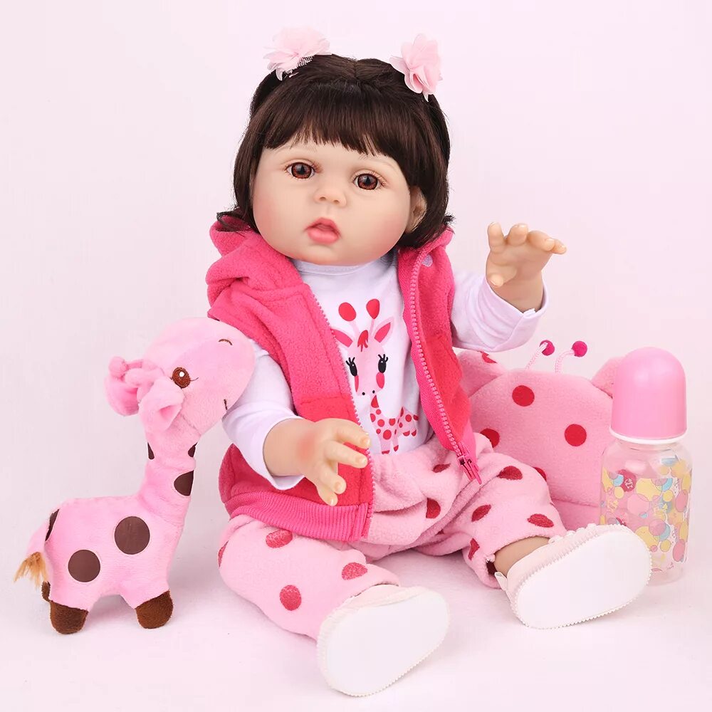 Виниловые куклы купить. Куклы реборн KAYDORA. Reborn KAYDORA виниловая кукла реборн (Reborn Dolls) - девочка с длинными волосами. Реборн кукла девочка 43 см. Кукла реборн с жирафиком.