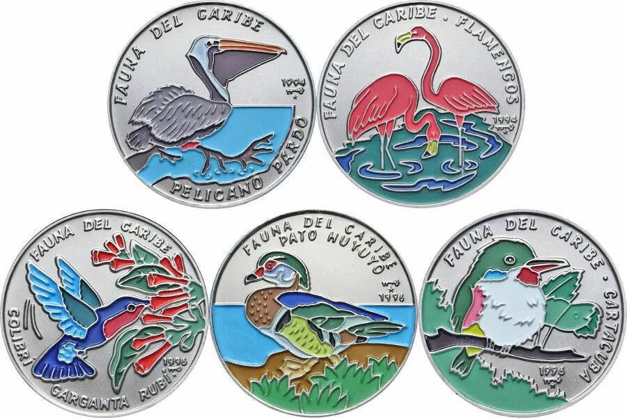 Монета с птицей. Коллекция монет птицы. Монеты фауна Карибского бассейна. Birds монеты