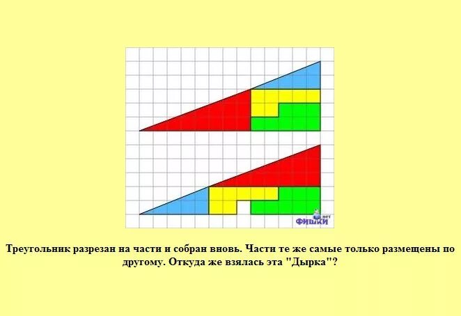 Задача разрезать треугольник. Треугольник разрезан на части и собран вновь. разрезанный треугольник. загадка с разрезанием треугольника. разрезные треугольники примеры.