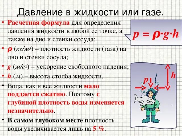 В каком направлении передаются газы. Давление жидкости формула физика. Как обозначается давление в физике 7. Как обозначается давление жидкости. Формула давления жидкости.