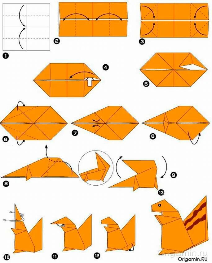 Складывание из бумаги. Оригами. Оригами белка. Оригами из бумаги животные. Оригами схемы пошаговые.