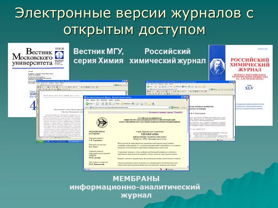 Электронные версии журналов. Журналы открытого доступа. Российский химический журнал. Электронная версия. Электронной версии печатных