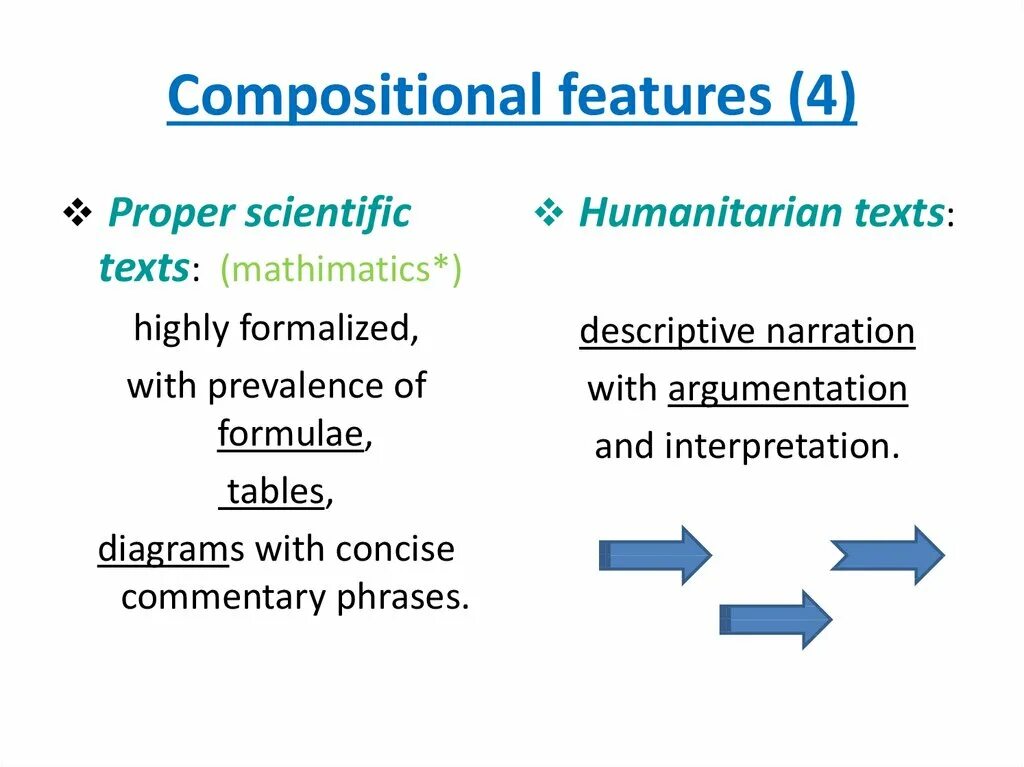 Distinctive features. Compositional. Compositional forms. Narrative compositional forms. Compositional Types of narration:.