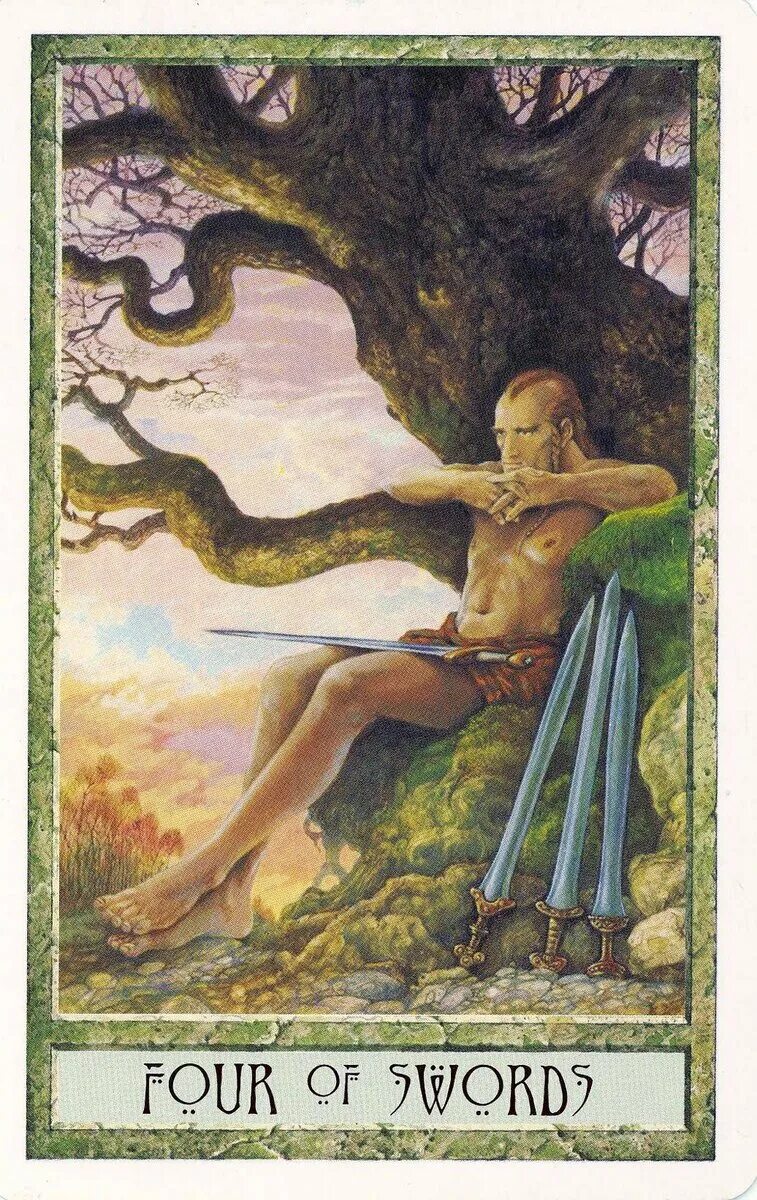 4 мечей и 4 жезлов. Друидкрафт таро галерея. аркан таро 4 мечей. druidcraft tarot галерея. аркан четверка мечей.