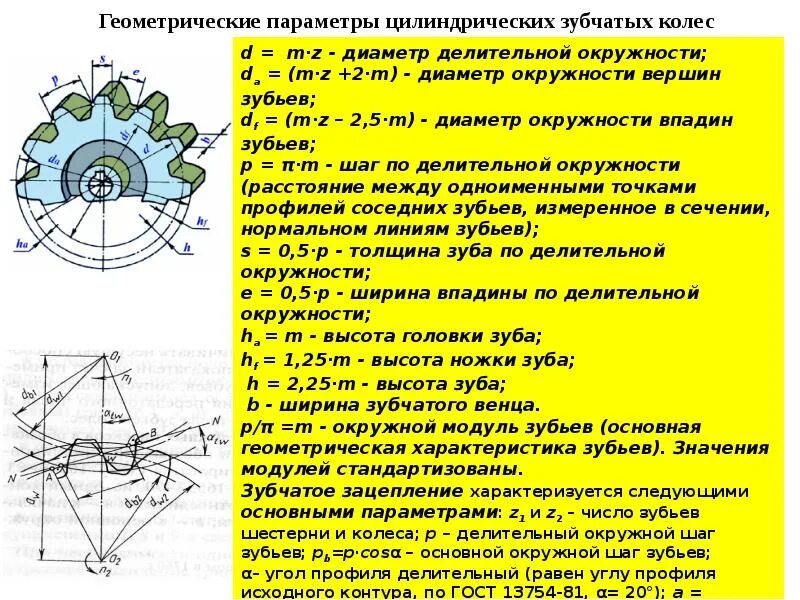 Общие сведения о тяговой зубчатой передачи. Оси зубчатых колес цилиндрической передачи. Цилиндрическая зубчатая передача чертеж с размерами и расчетами. Классификация зубчатых передач по форме профиля зубьев. Модуль передачи зубчатых колес формула.