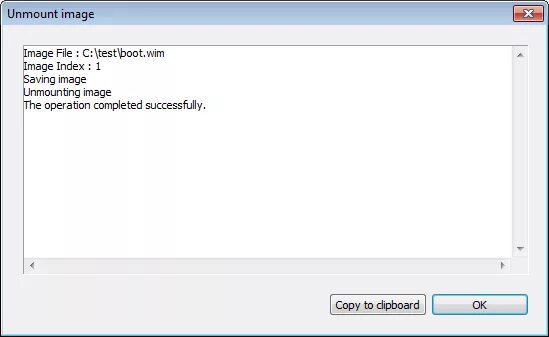 The operation completed successfully