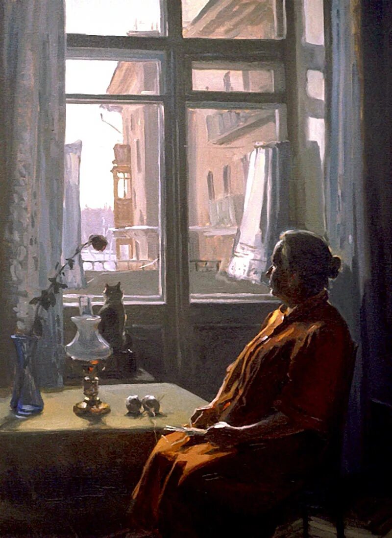 Мама сидит у окна. Окно живопись. Картина окно. Советская живопись окно. Портрет на фоне окна.