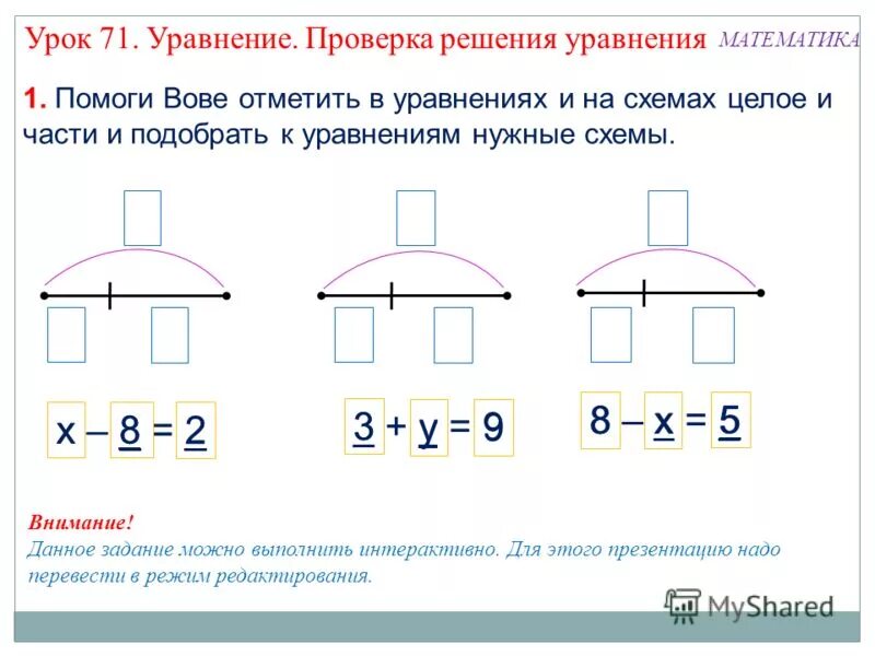 Подберите 2 уравнения к схеме