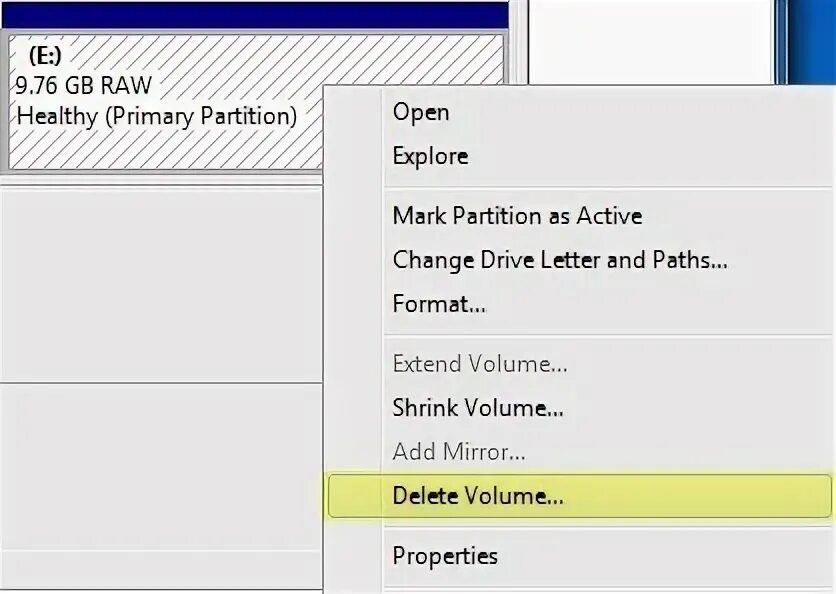 Delete volume. Delete volume