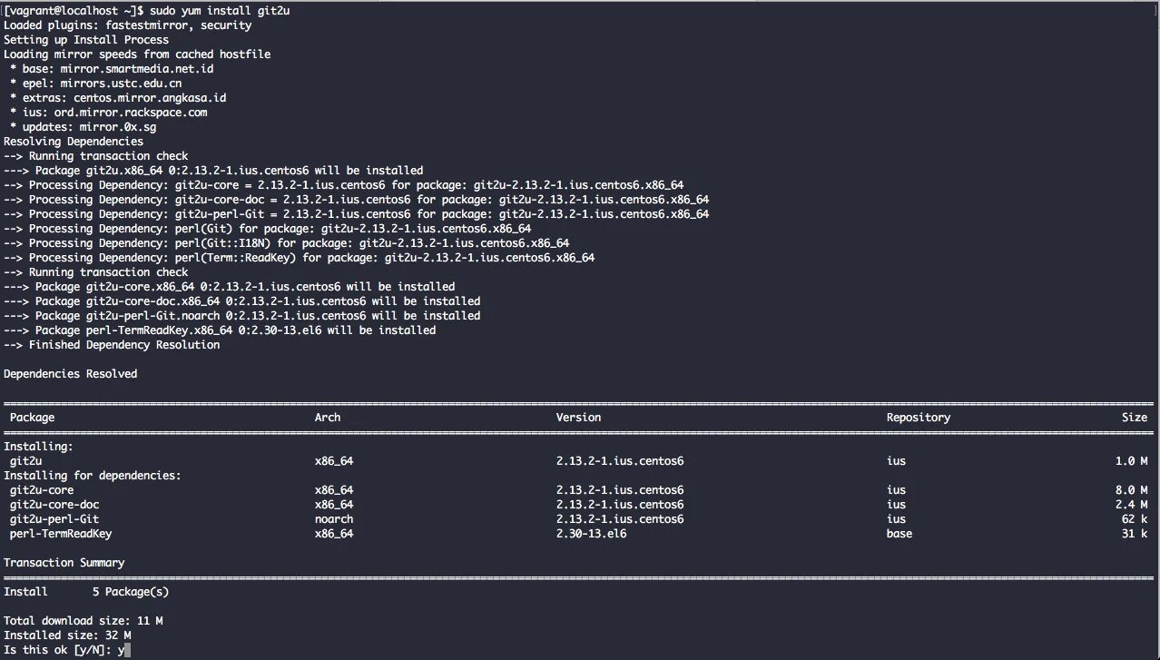 Install latest version. Sudo yum install git. yum install git.