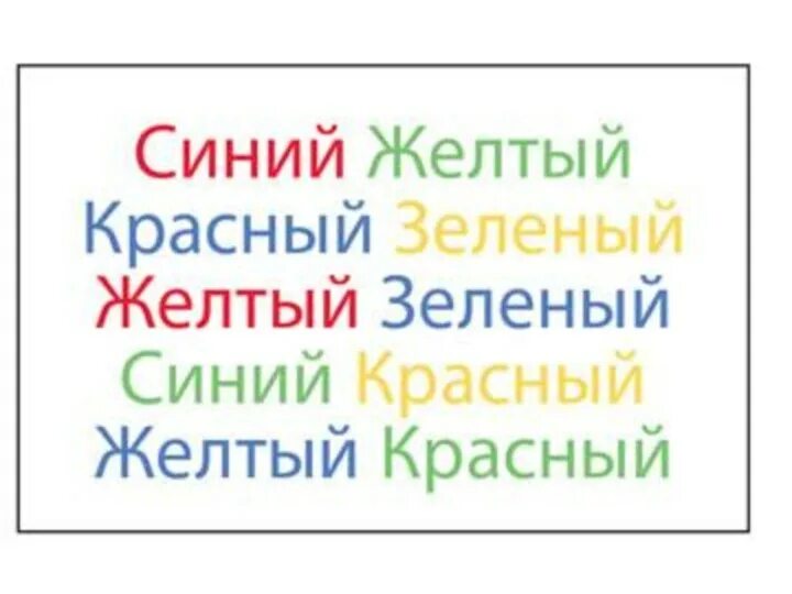 Тест цвет слова. Цветные слова для мозга. Тест струпа. Цветовой тест струпа. Тест струпа для дошкольников.