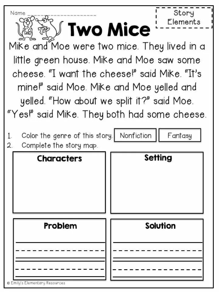 Elementary stories. Story elements. Reading Worksheets for Elementary. Problems and solutions Worksheet. Reading tasks for Elementary.