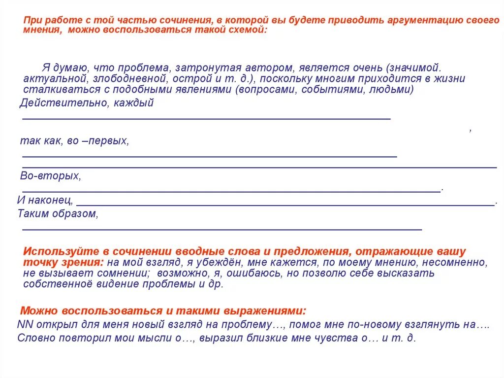 Сочинение егэ урок подготовки. Шаблон сочинения ЕГЭ. Шаблон сочинения ЕГЭ по русскому. Шаблон по сочинению ЕГЭ. Сочинение по русскому языку ЕГЭ шаблон.