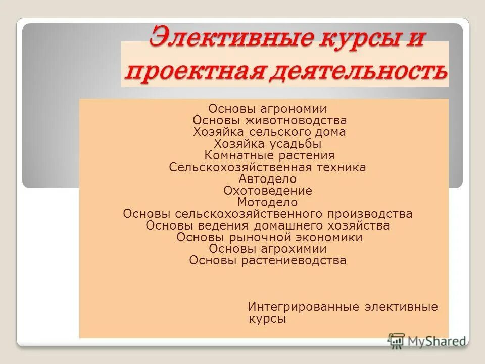 Выбор элективного курса