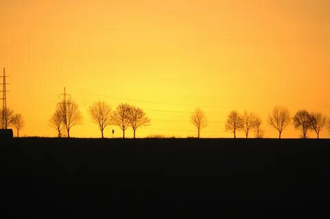 Длинные тени солнце село