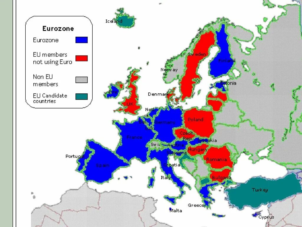 Еврозона страны. Еврозона карта. Евросоюз и еврозона. Карта еврозоны со странами.