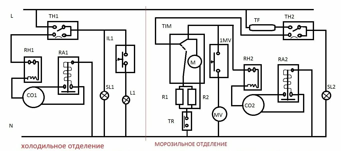 принципиальная электрическая схема холодильника Аристон 1181.2F