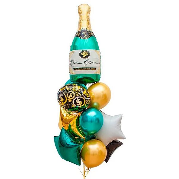 Шары с бутылкой шампанского. Набор шаров с бутылкой шампанского. Композиция из шаров с шампанским. Фонтан с шарами шампанским.