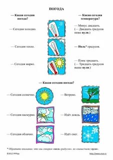 Рабочий лист погода 2 класс