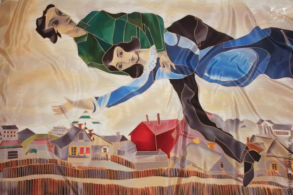 Картина марка Шагала над городом.