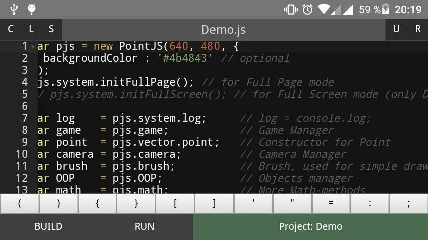 Processing game code