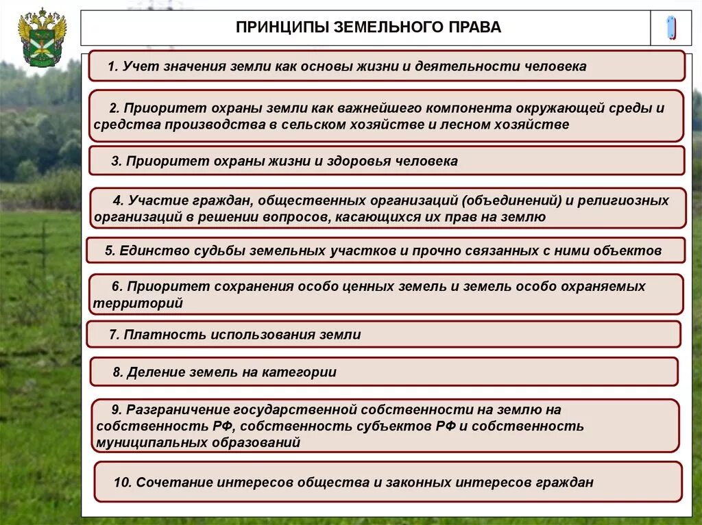 Управление федеральной государственной собственностью выберите ответ. Принципы земельного законодательства таблица. Вид и категория земельного участка.