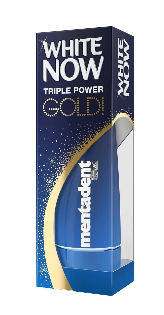 Зубная паста White Now Mentadent Gold.