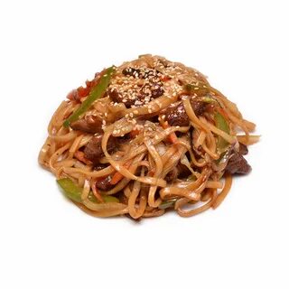 Удон с говядиной и овощами терияки