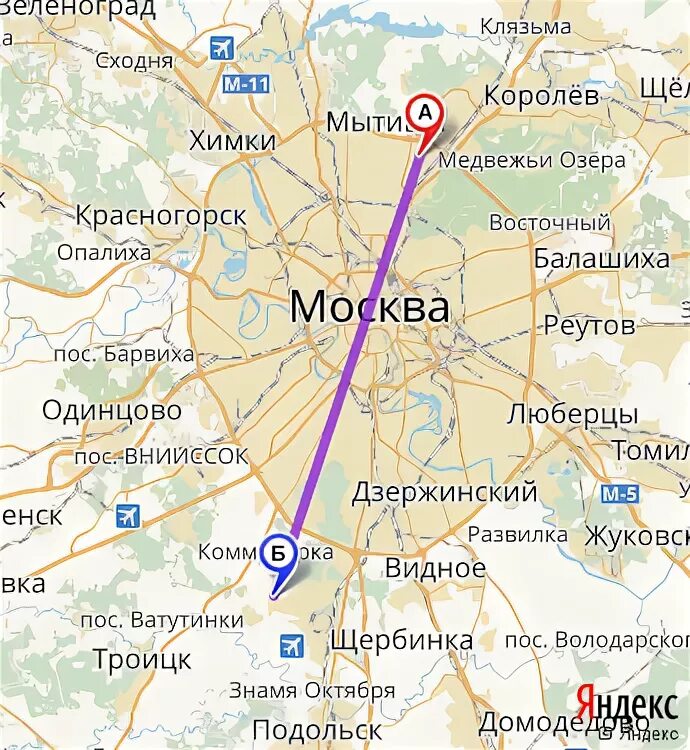 Красногорск московская область расстояние до москвы