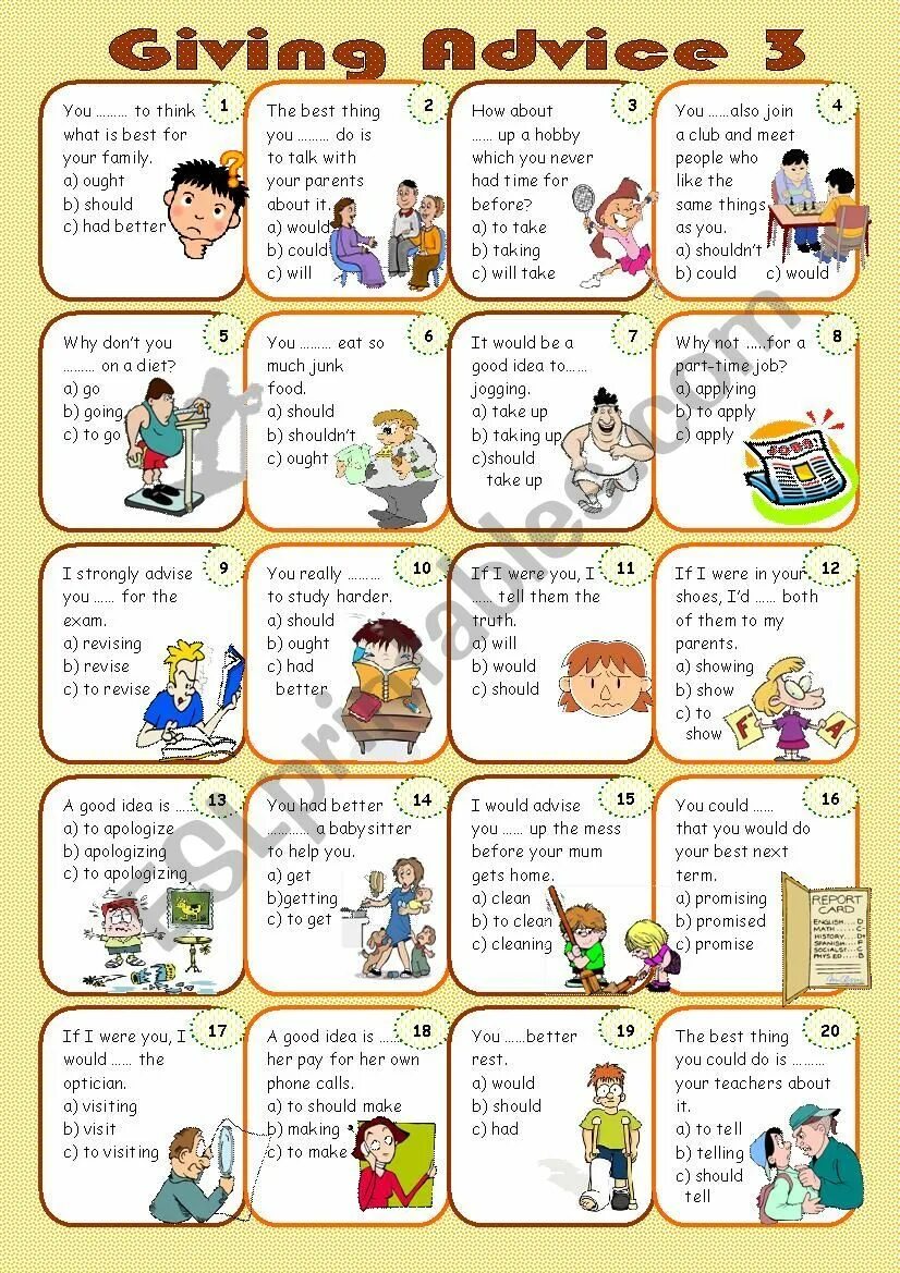 Should giving advice Worksheet. Should advice speaking Cards. Giving advice speaking. Giving advice упражнения. Игра well be be