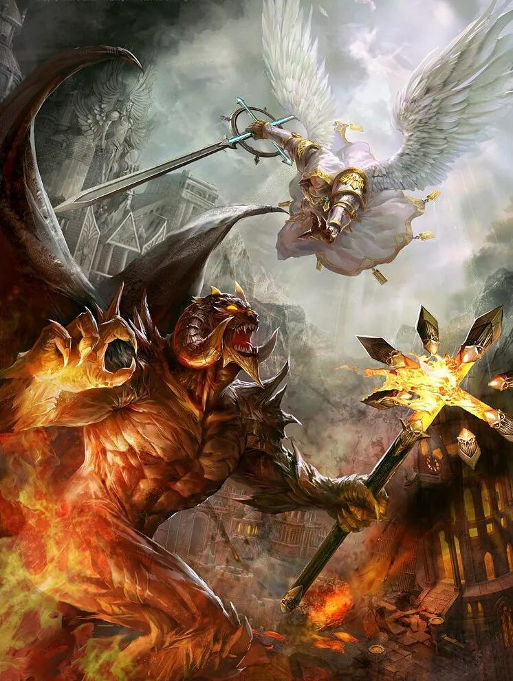 балрог. битва против демонов. воины света против воинов тьмы. магическая битва демон. шелхабирон демон.