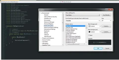 Visual studio fonts
