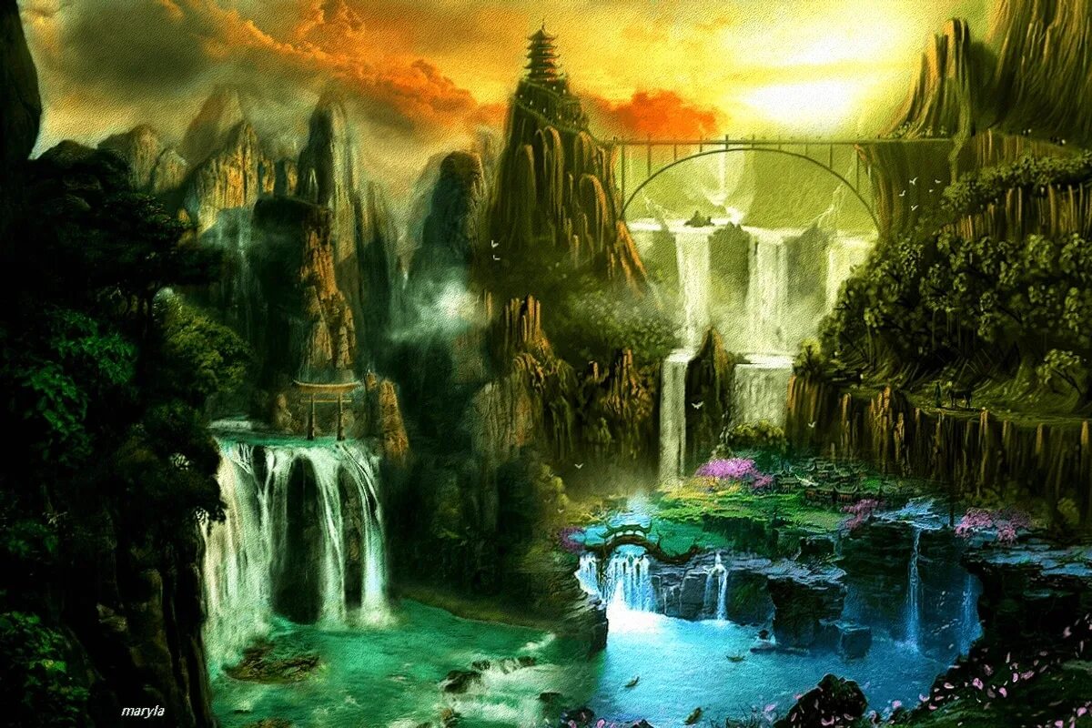 Сказочная природа. Волшебный водопад. Сказочный водопад. Фантастические водопады.