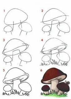 Как нарисовать рисунок гриба