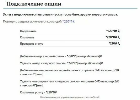 Отправить номер в черный список
