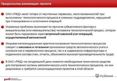Предпосылки реализации