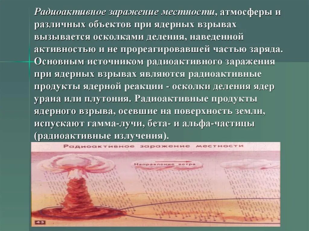 Радиационное заражение местности при ядерном взрыве. Радиационное (радиоактивное) заражение местности. Радиоактивное загрязнение местности при ядерном взрыве. Радиоактивное заражение местности возникает в результате. Загрязнение при ядерном взрыве