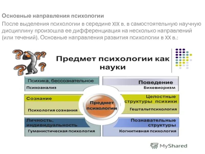 Основные направления психологии. Психологическая дифференциация. Дифференциация в психологии. Дифференциация современной психологии.