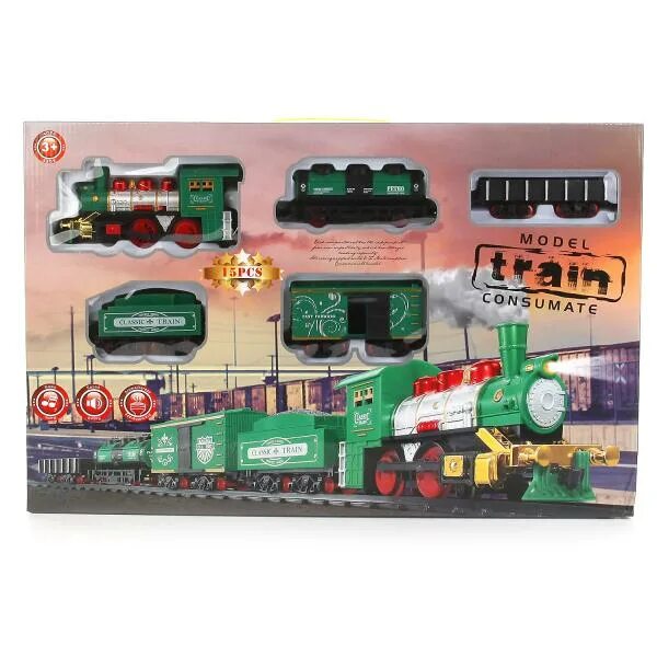 Поезда со звуком. Classic Train железная дорога игрушка дым свет звук. Наборы игрушечных железных дорог, локомотивы, вагоны. Shantou Gepai стартовый набор "классический поезд", 2009-40. Игрушечный поезд со звуком.
